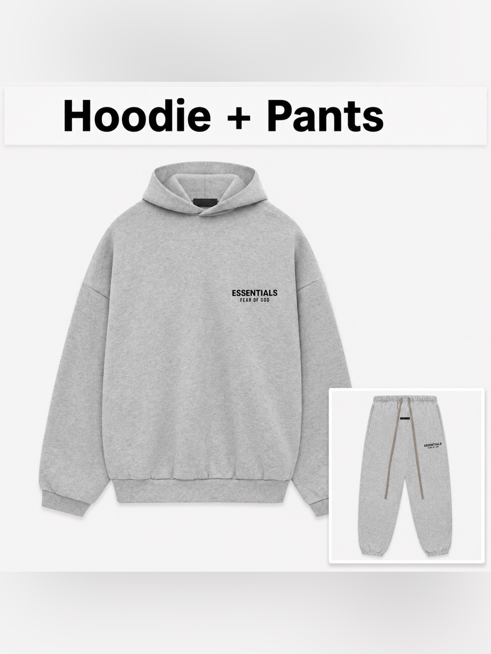 Fear of God Essentials Light Heather Hoodie + Sweatpants Set NWT all sizes